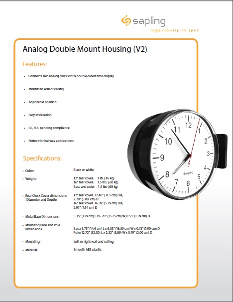 Analog Dbl Mount Housing Specs
