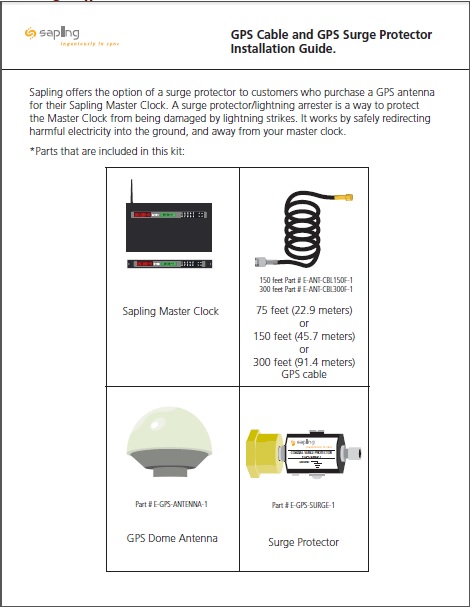 Sapling`s GPS Cable and GPS Surge Protector Installation Guide