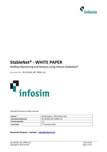 StableNet® - WHITE PAPER Netflow Monitoring and Analysis using Infosim StableNet®
