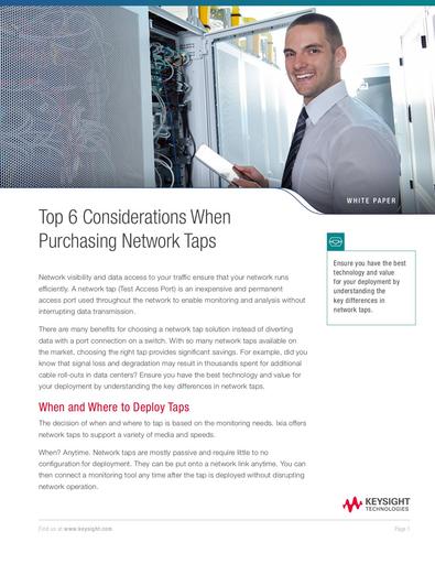 Top Six Considerations When Purchasing Network Taps