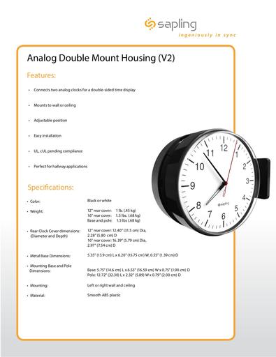Analog Double Mount Housing- Specifications
