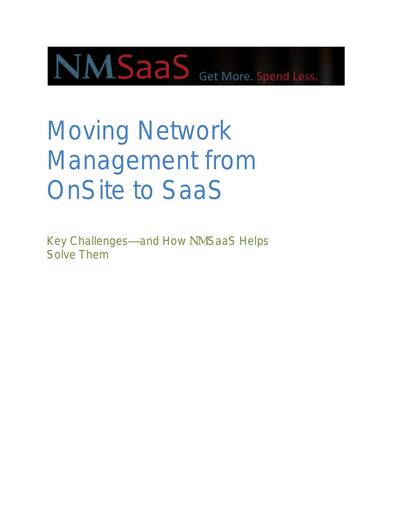 Moving Network Management from OnSite to SaaS