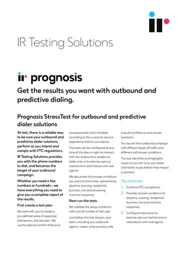 IR Testing Solutions StressTest for Outbound Dialer Solutions