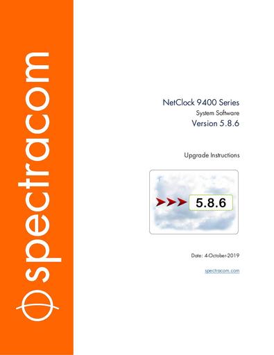NetClock 9400 Series System Software Version 5.8.6