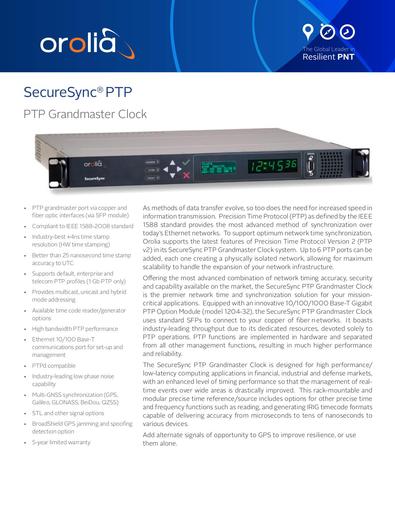 SecureSync PTP datasheet