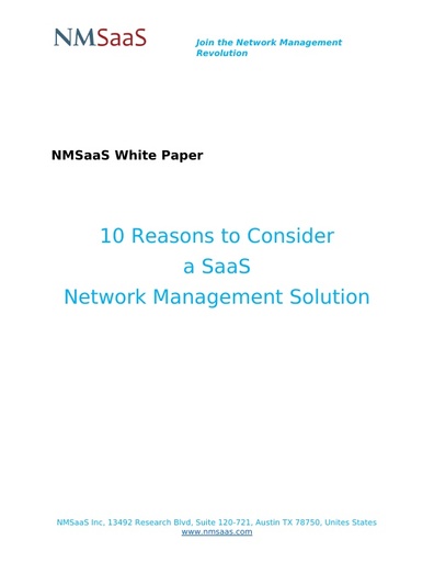 10 Reasons to Consider a SaaS Network Management Solution