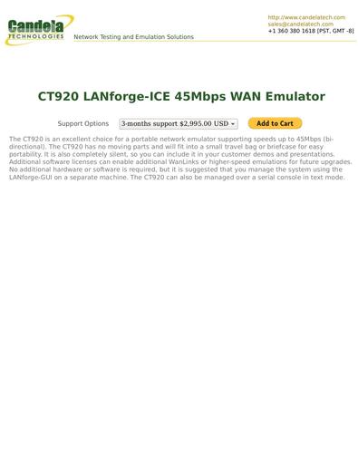CT920 LANforge-ICE 45Mbps WAN Emulator