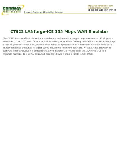 CT922 LANforge-ICE 155 Mbps WAN Emulator