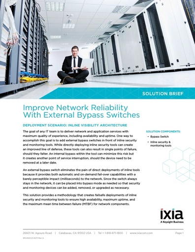 Ixia Improve Network Reliability With External Bypass Switches