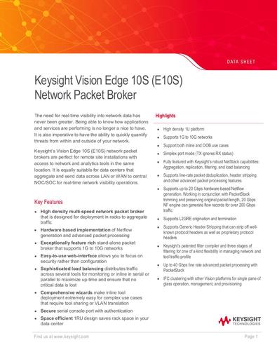 Vision Edge 10S E10S Network Packet Broker