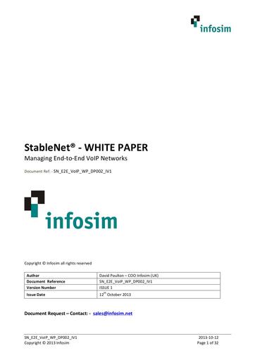StableNet® - WHITE PAPER Managing End-­to-­End VoIP Networks