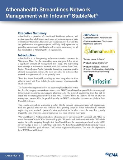 Athenahealth Streamlines Network Management with Infosim® StableNet®