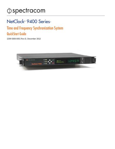 Spectracom NetClock 9400 Series QuickStart Guide